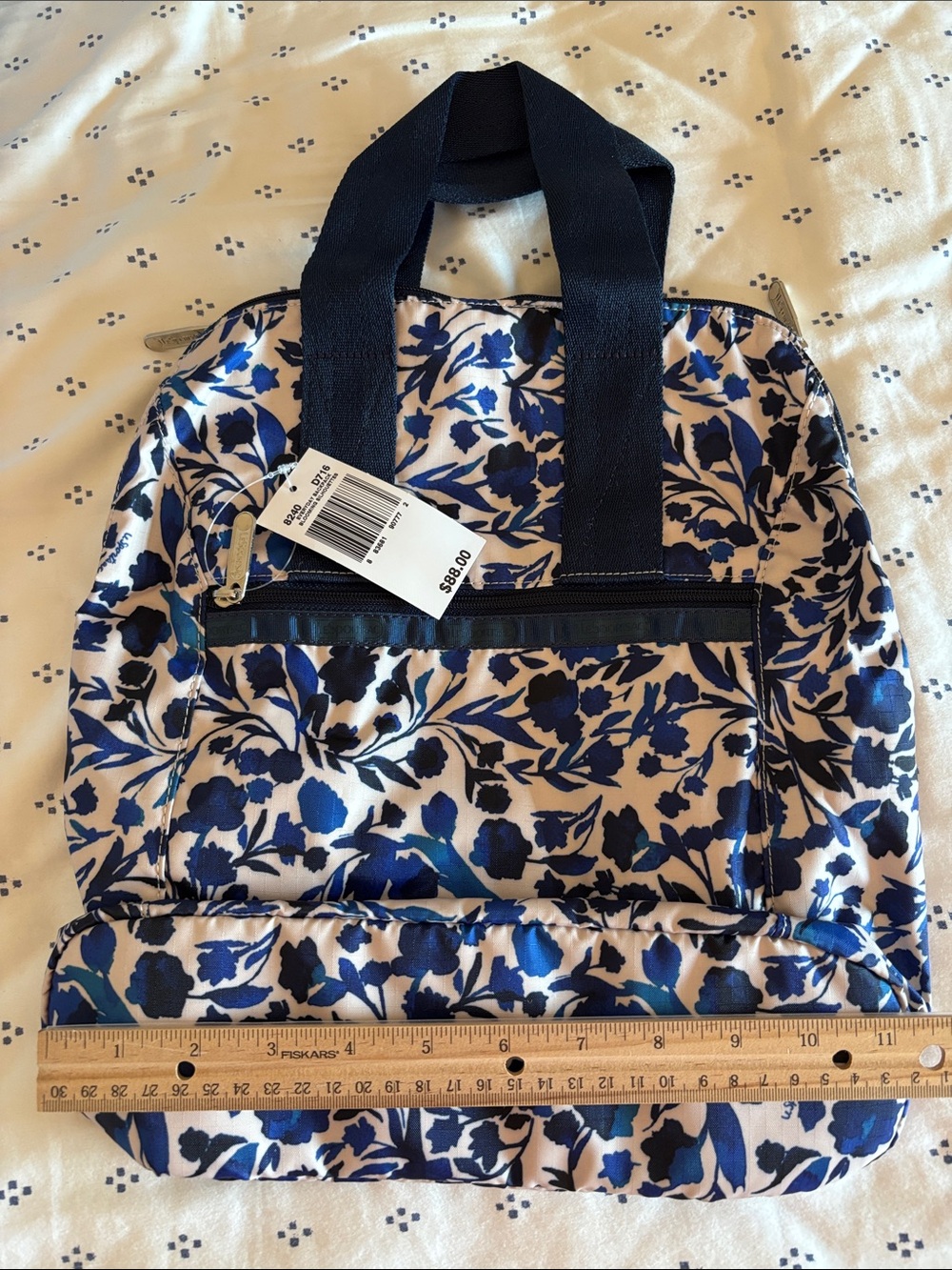 Lesportsac Floral Backpack in Navy and Cream - Picture 3 of 3